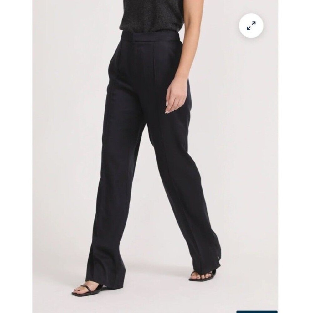 NWT Grana Size Large Black Tencel Side Slit Pants - Picture 2 of 16